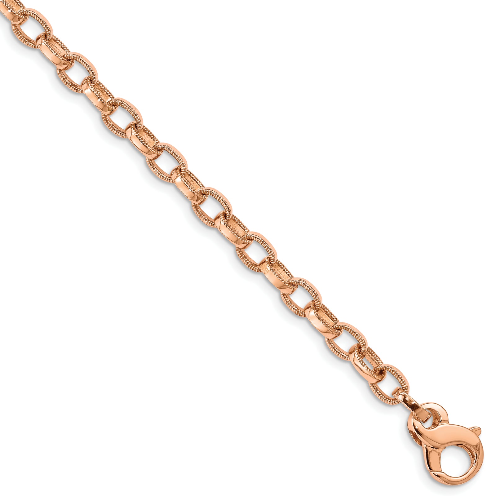 14k Rose Gold 5.0mm Hand Polished Fancy Link Necklace
