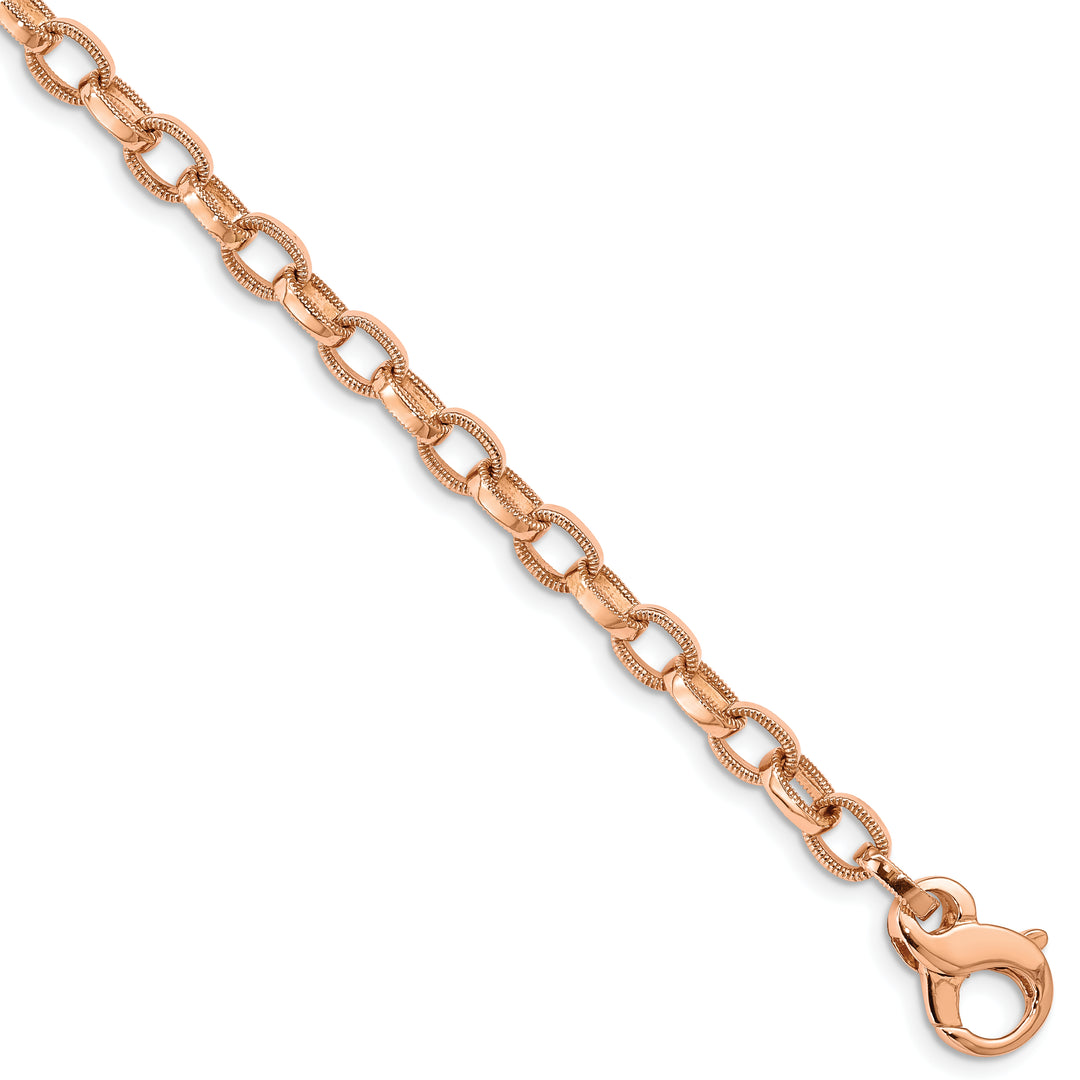 14k Rose Gold Hand Polished 5.0mm Fancy Link Necklace