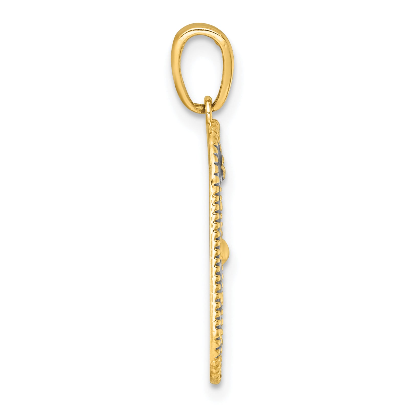 14k with White Rhodium Polished Enamel Sun And Moon Charm