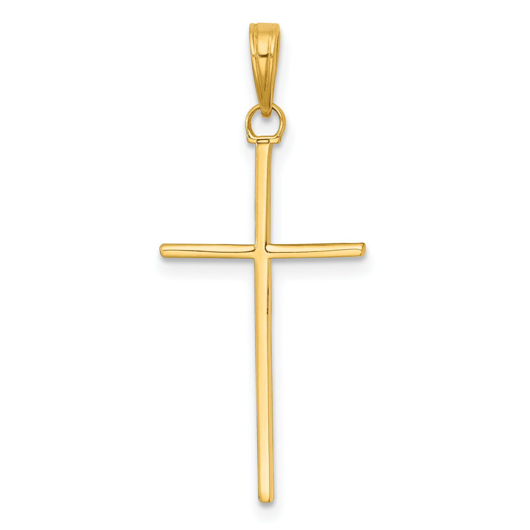 14K 3-D and Polished Stick Cross Charm