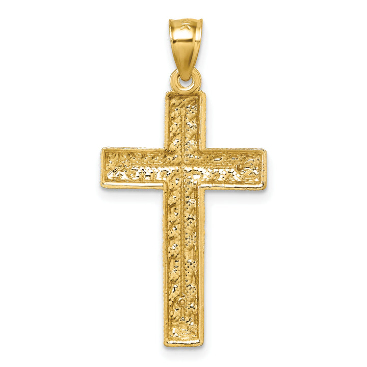 14k Polished Diamond-cut Textured Fancy Cross Pendant