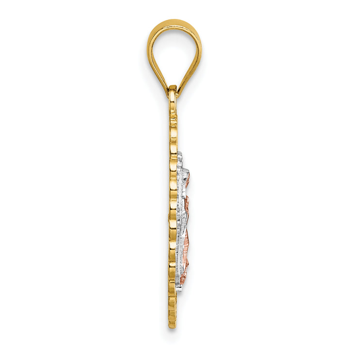 14k Two-tone with White Rhodium Polished Guadalupe Pendant