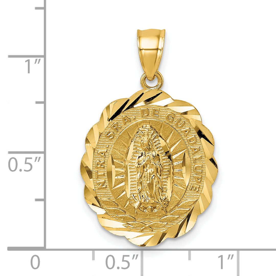 14k Polished D/C Spanish Version Lady of Guadalupe Pendant