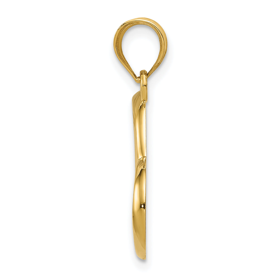 14K Polished Dangling Heart Pendant