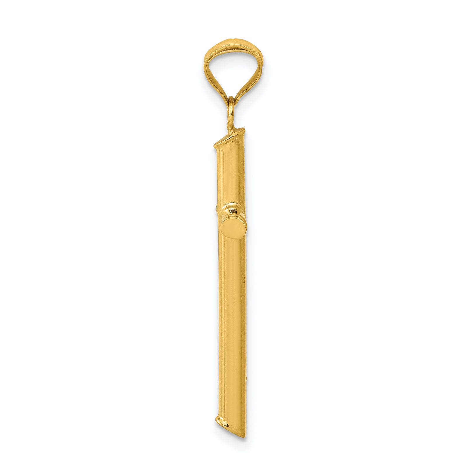 14k 3-D Polished Hollow Cross Pendant