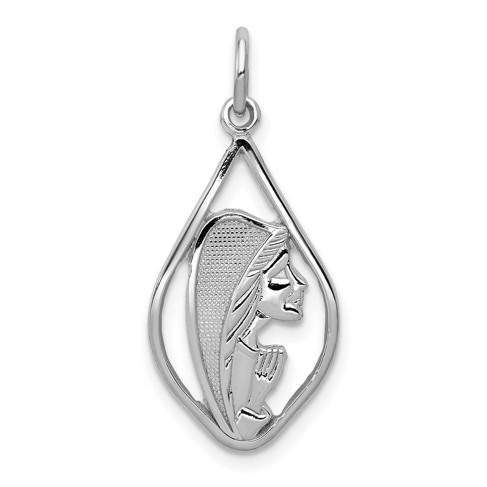 14k White Gold Mary Blessed Virgin Charm