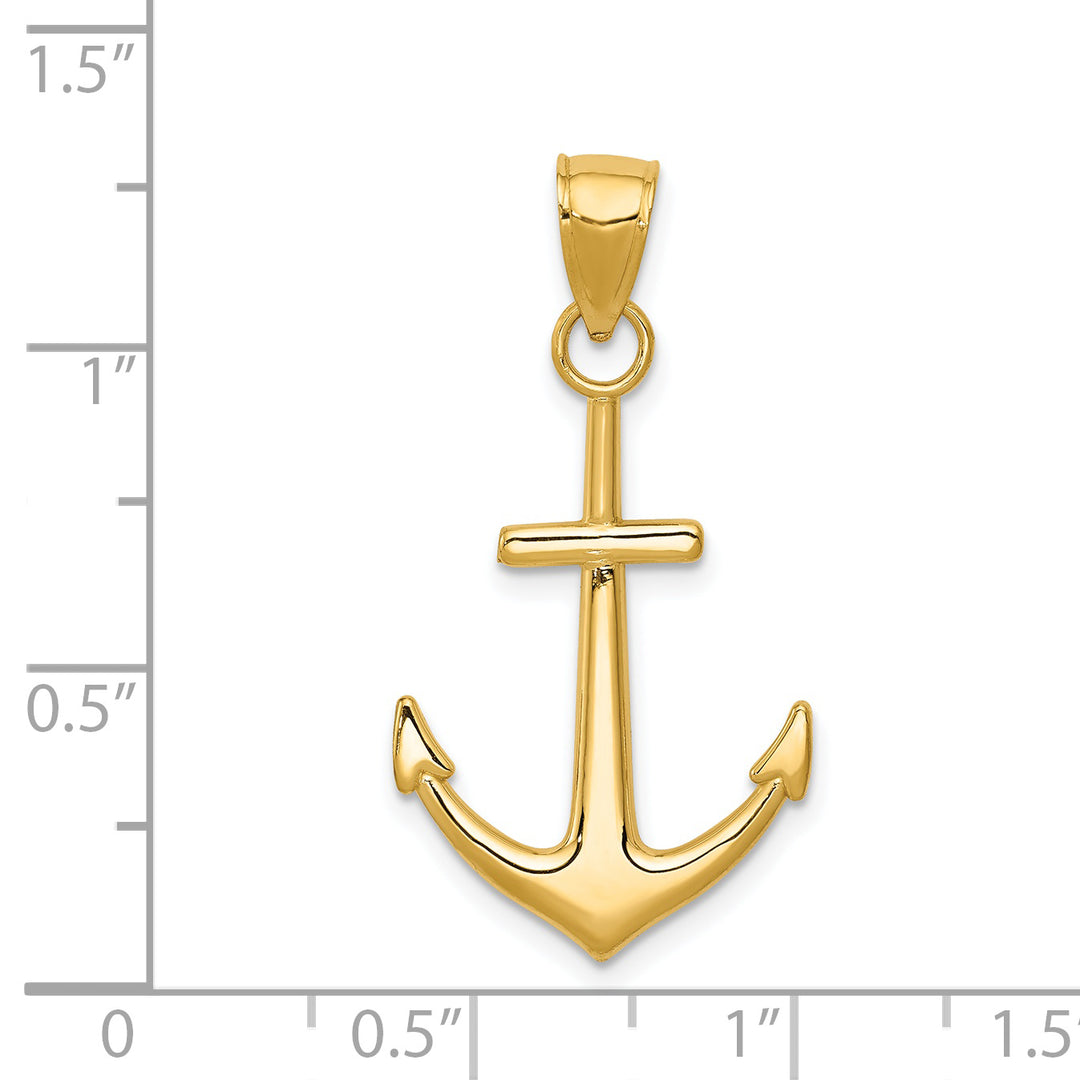 14K Gold Polished Anchor Pendant