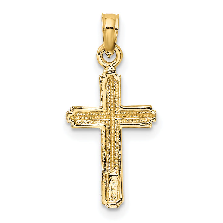 14K Polished Cross With Striped Border Pendant