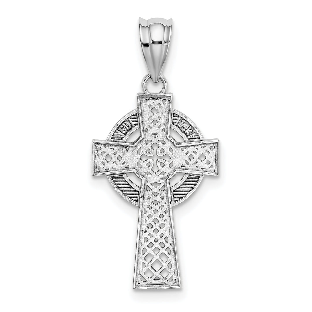 14k White Gold Celtic Cross Pendant