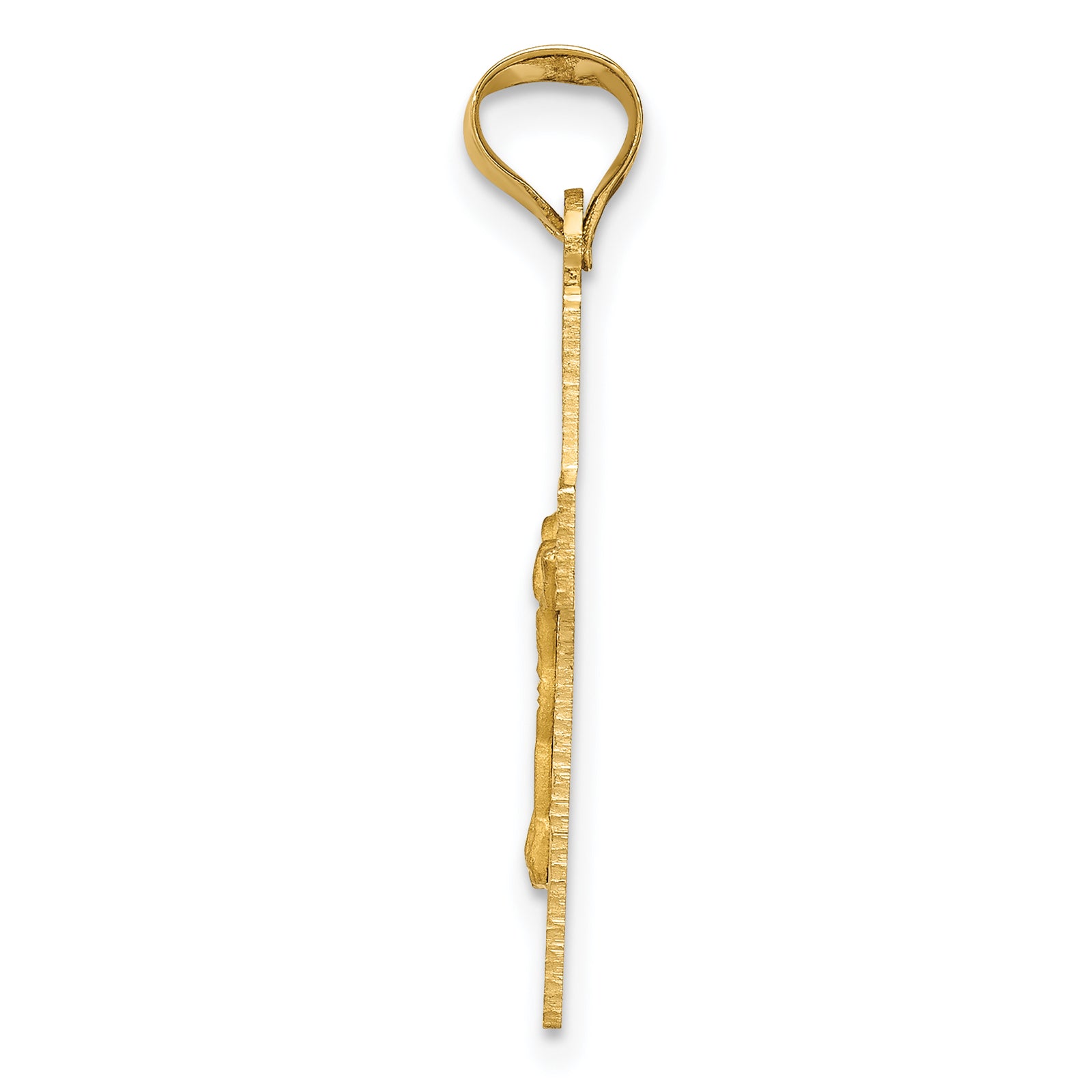 14k Polished Satin and D/C Crucifix Pendant