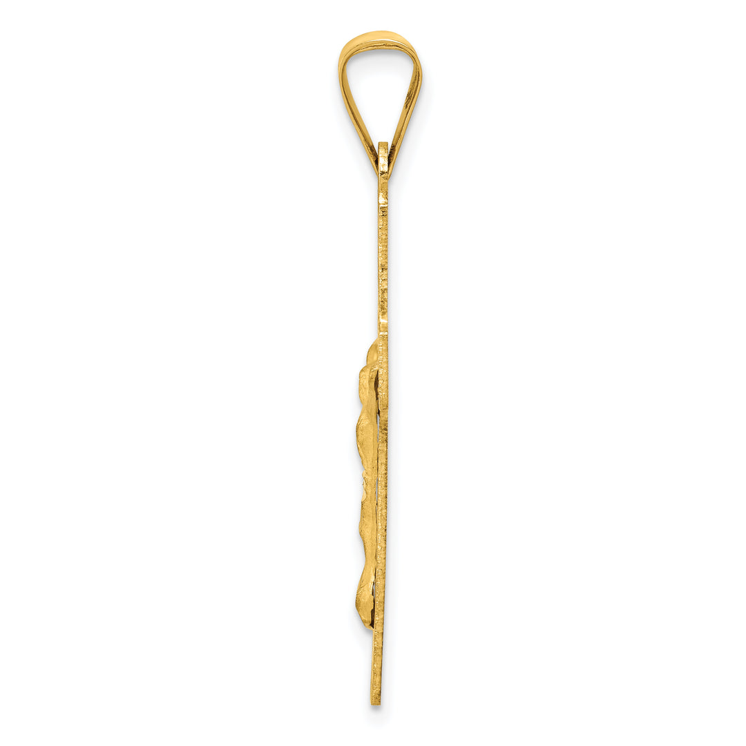 14k Polished Satin and D/C Crucifix Pendant