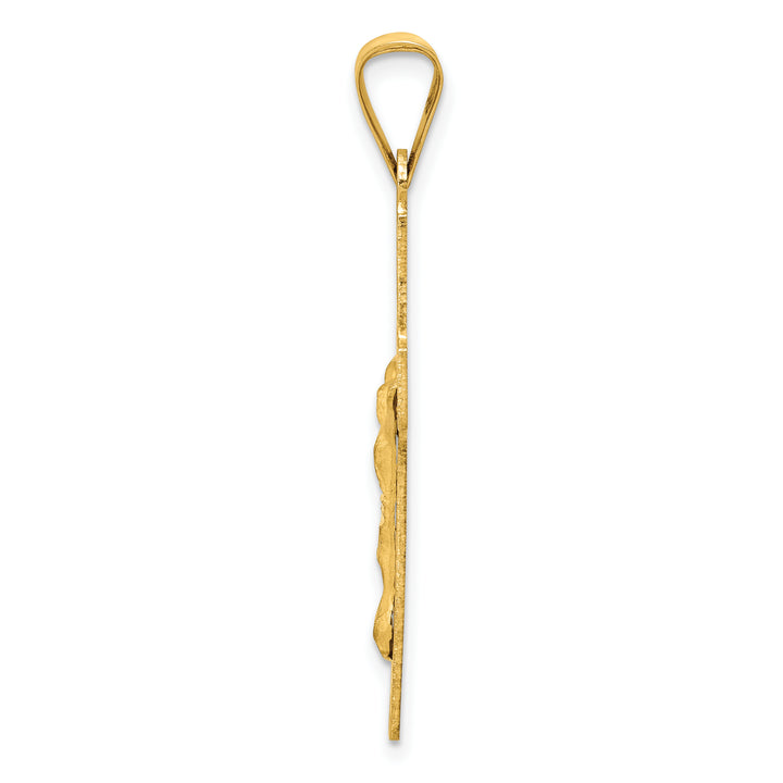14k Polished Satin and D/C Crucifix Pendant