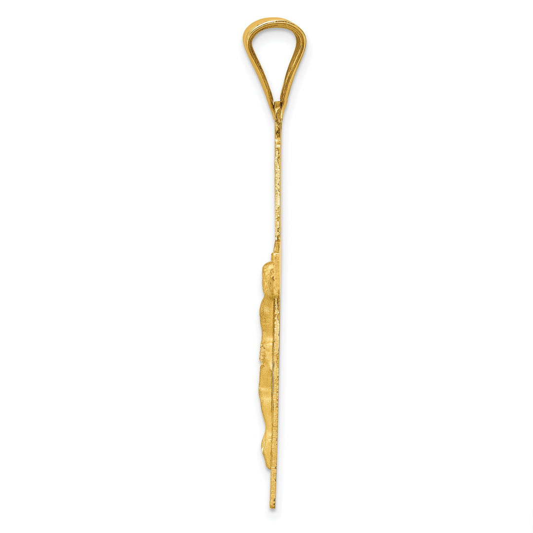 14k Polished Satin and D/C Crucifix Pendant