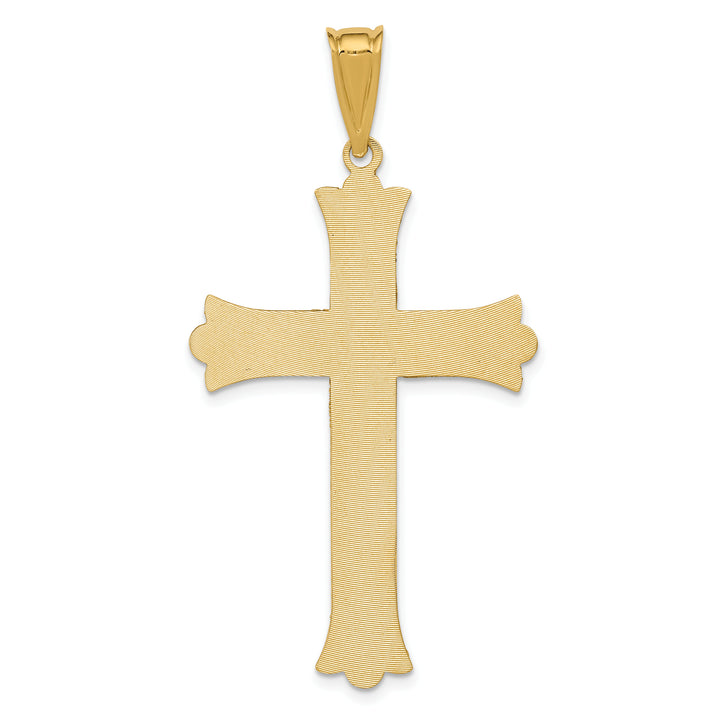 14k Two-Tone Polished Satin D/C Crucifix Cross Pendant
