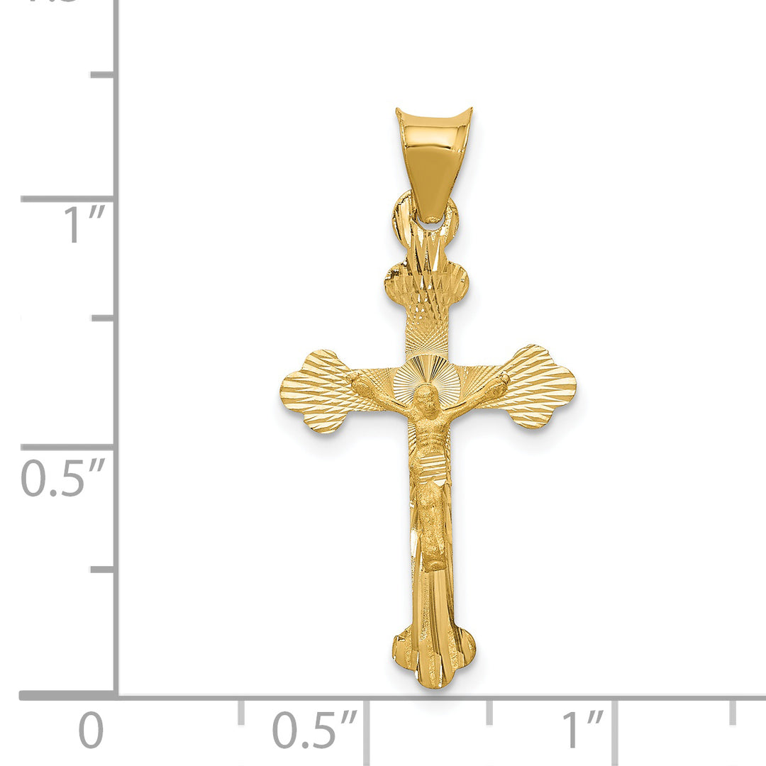 14k Polished Satin and D/C Crucifix Pendant