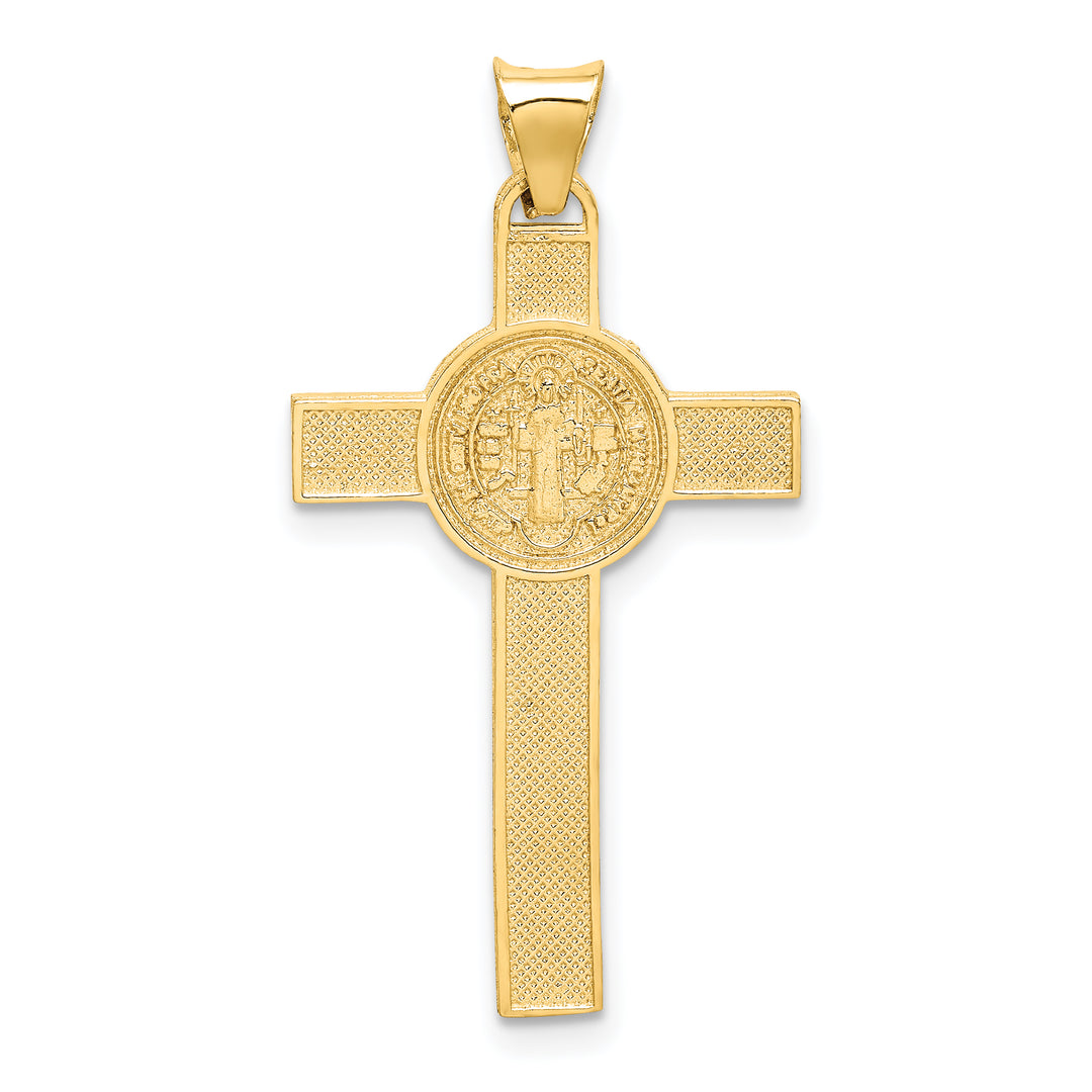 14k Two-Tone St. Benedict Medal Crucifix Cross Pendant