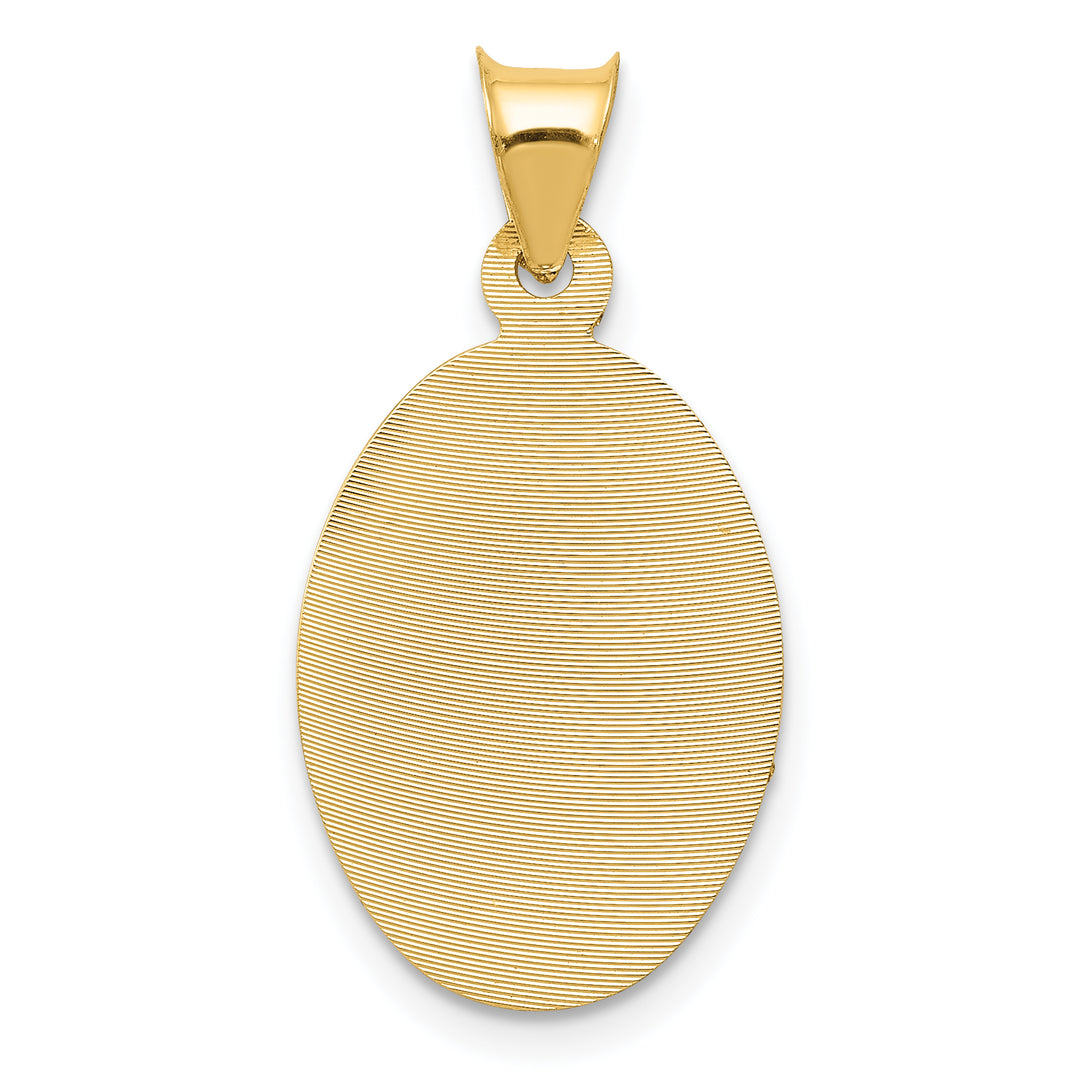 14K w/Rose and White Rhodium D/C Sagrado Corazon Oval Pendant