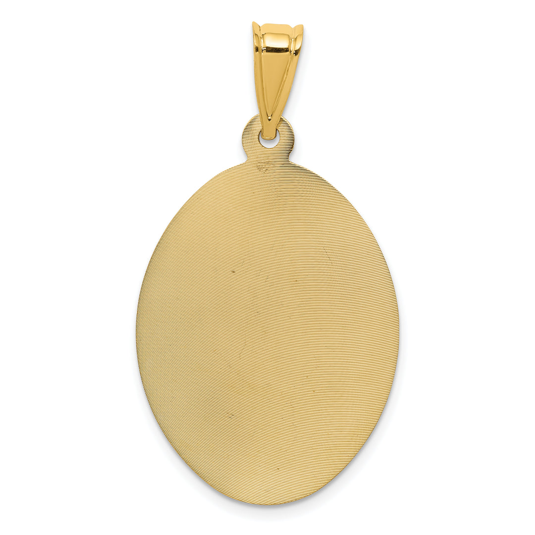 14K w/Rose and White Rhodium D/C Sagrado Corazon Oval Pendant