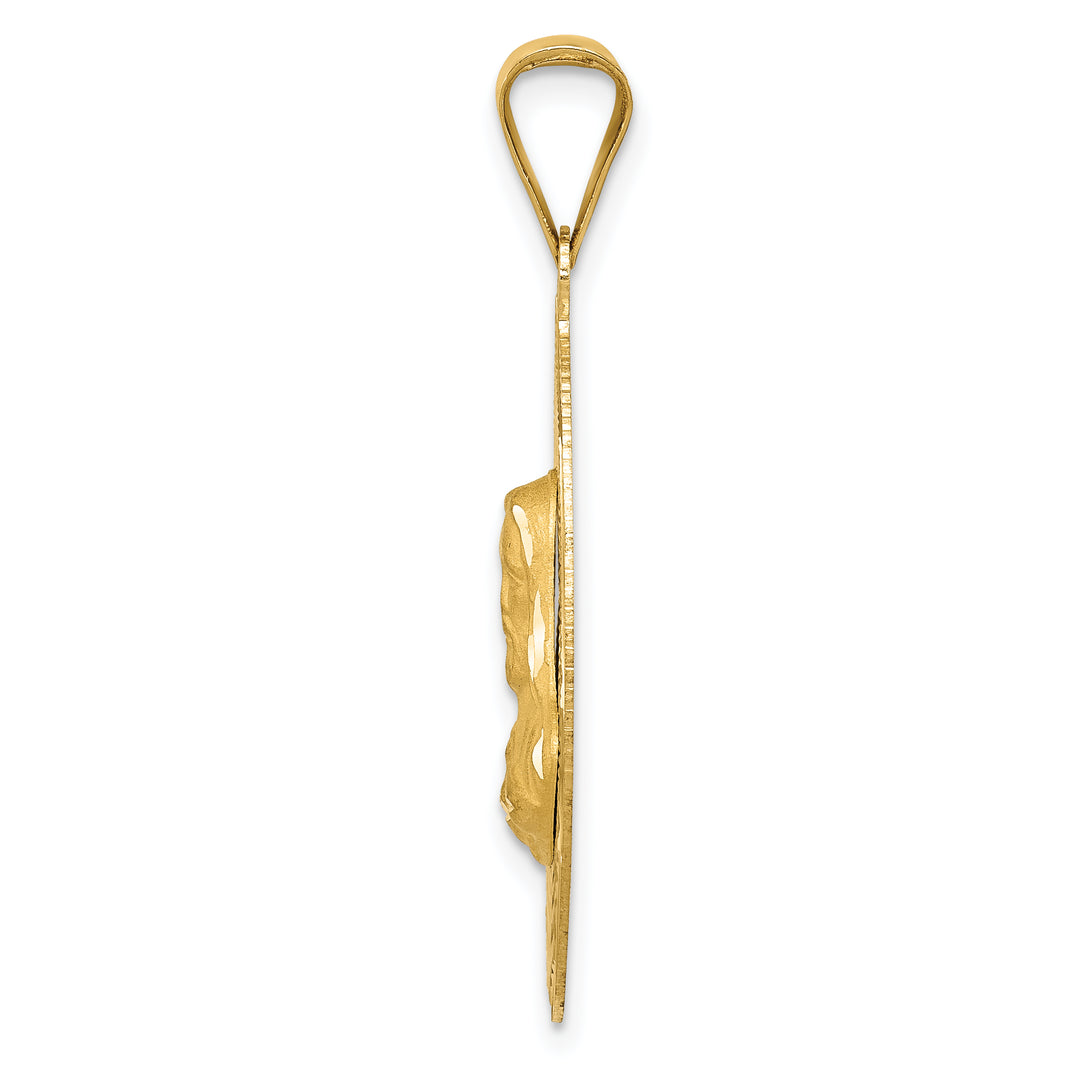 14K Polished D/C Sagrado Corazon Oval Pendant