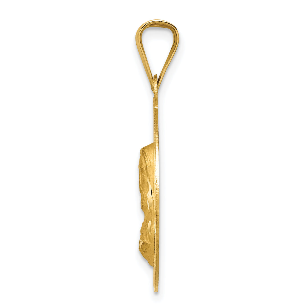 14K Polished D/C Sagrado Corazon Circle Pendant