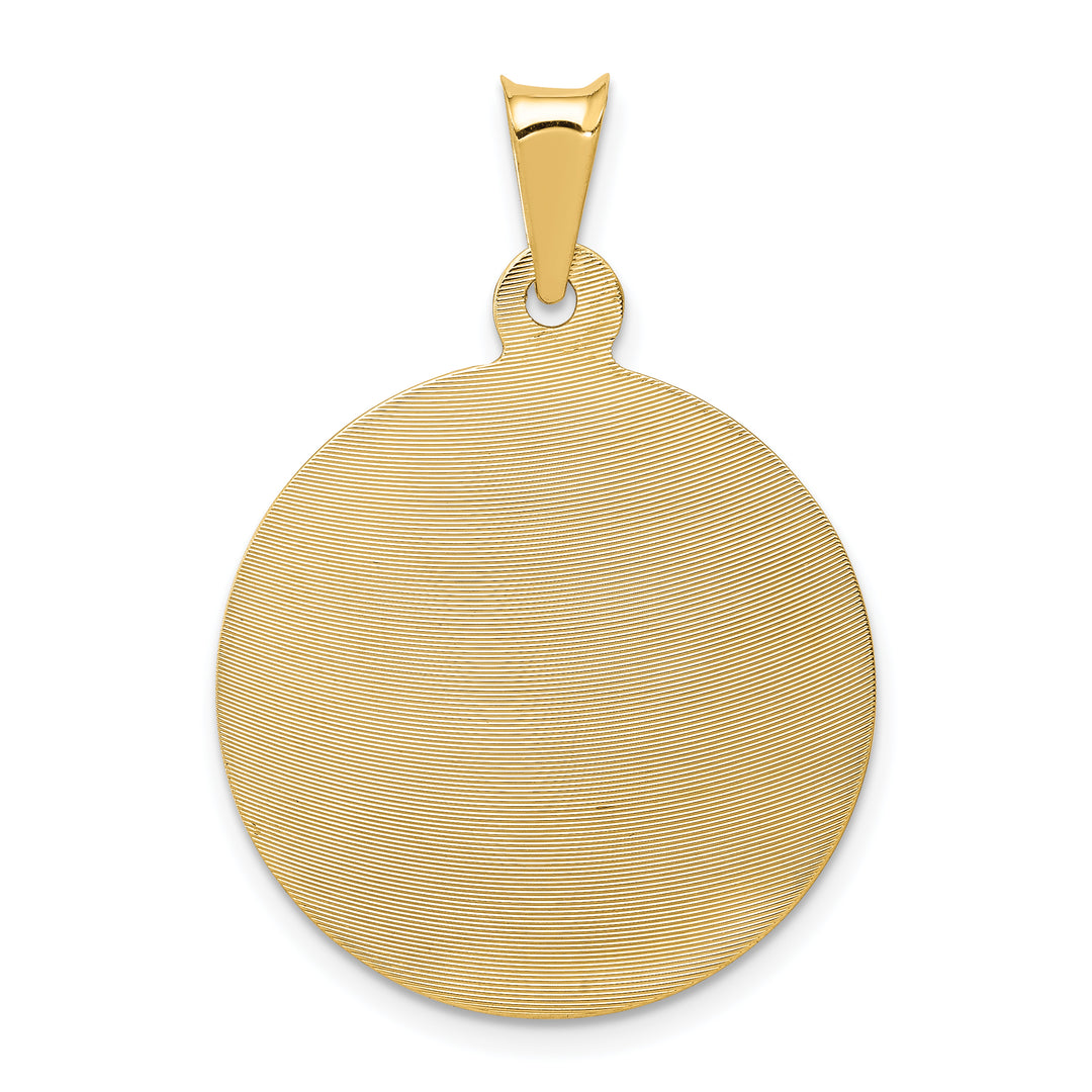 14K Polished D/C Sagrado Corazon Circle Pendant