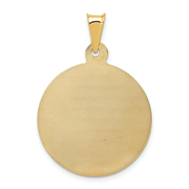 14K Polished D/C Sagrado Corazon Circle Pendant