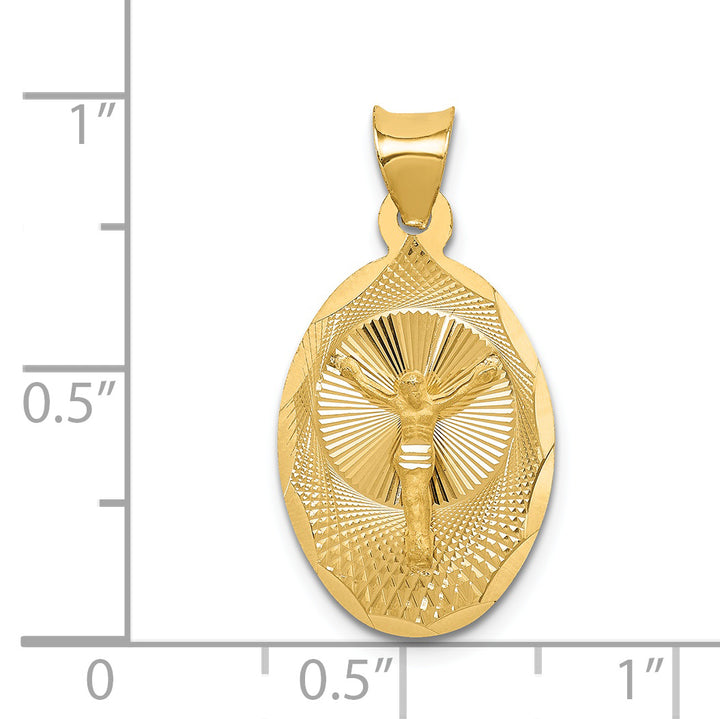 14K Polished D/C Corpus Oval Pendant