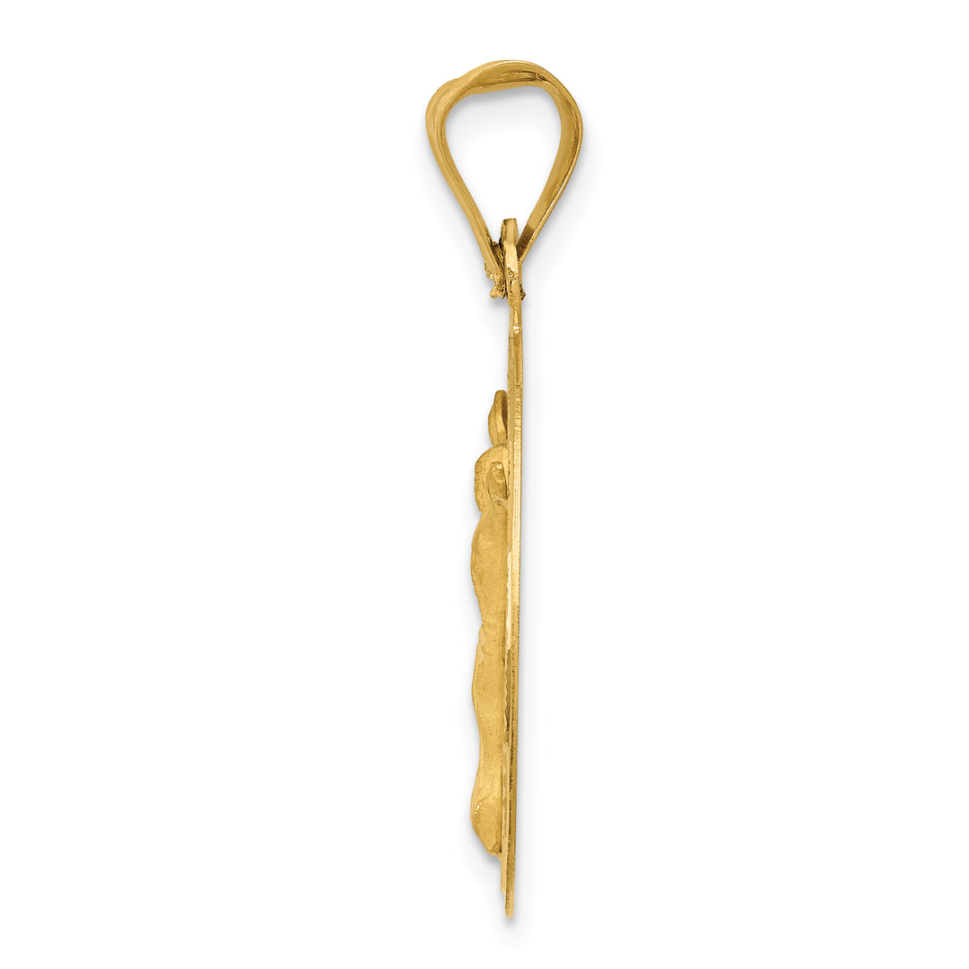14K Polished D/C Corpus Circle Pendant