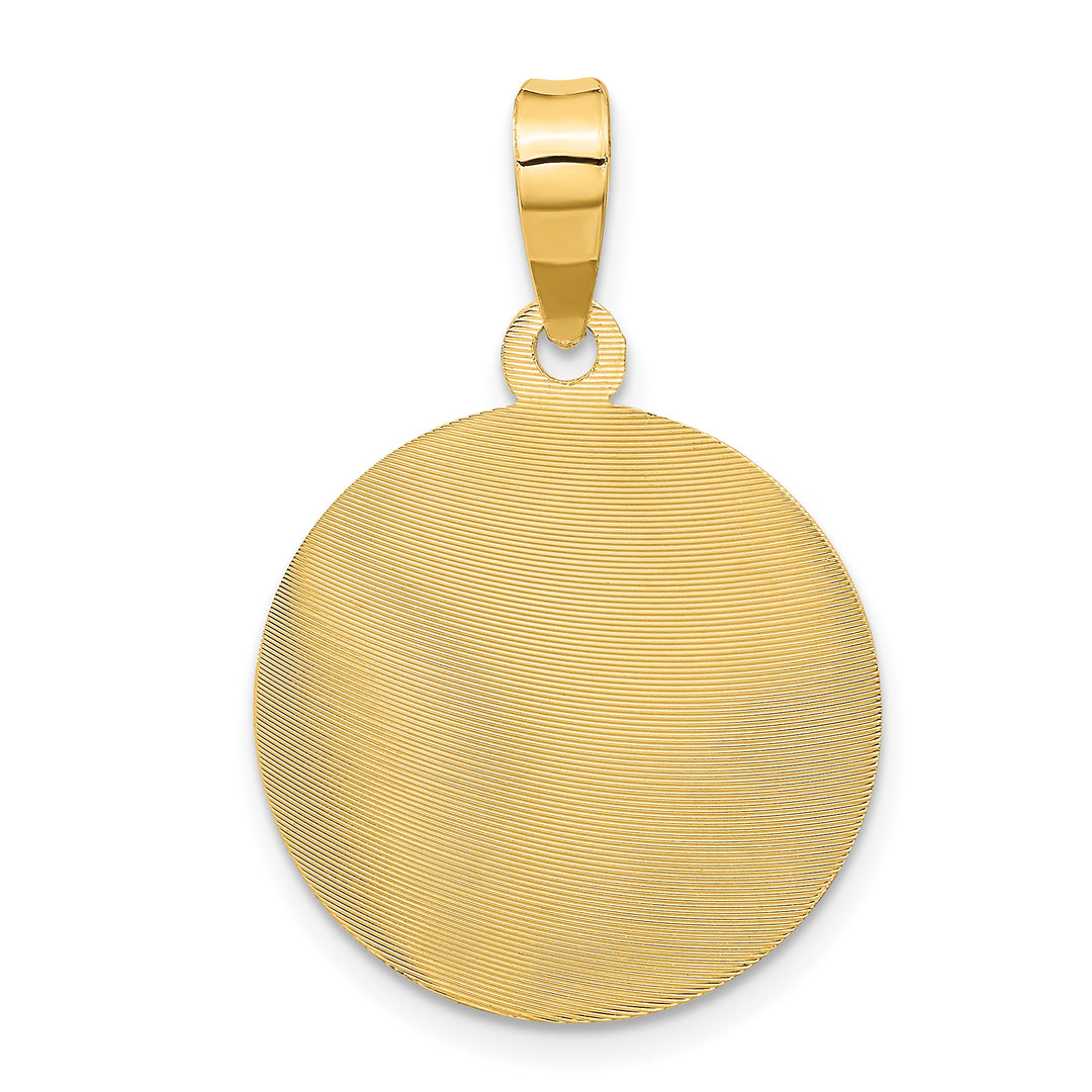 14K Polished D/C Lady Of Guadalupe Circle Pendant