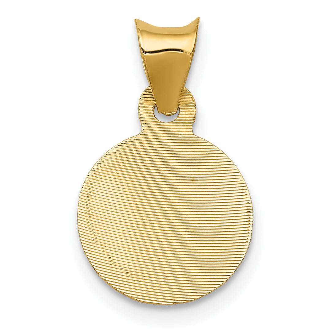 14K Polished D/C Lady Of Guadalupe Circle Pendant