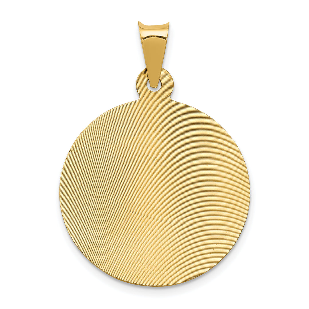 14K w/Rhodium Polished D/C Lady Of Guadalupe Circle Pendant