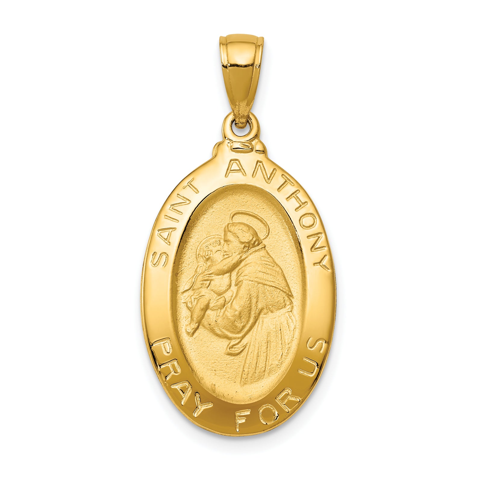 14k Saint Anthony Oval Medal Solid Pendant