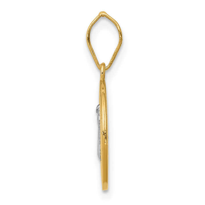 14k With Rhodium Circle St. Benedict Medal Pendant