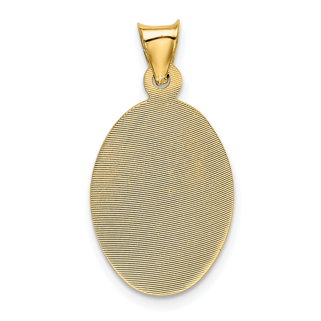 14K w/Rose and White Rhodium D/C  Baptism Oval Pendant
