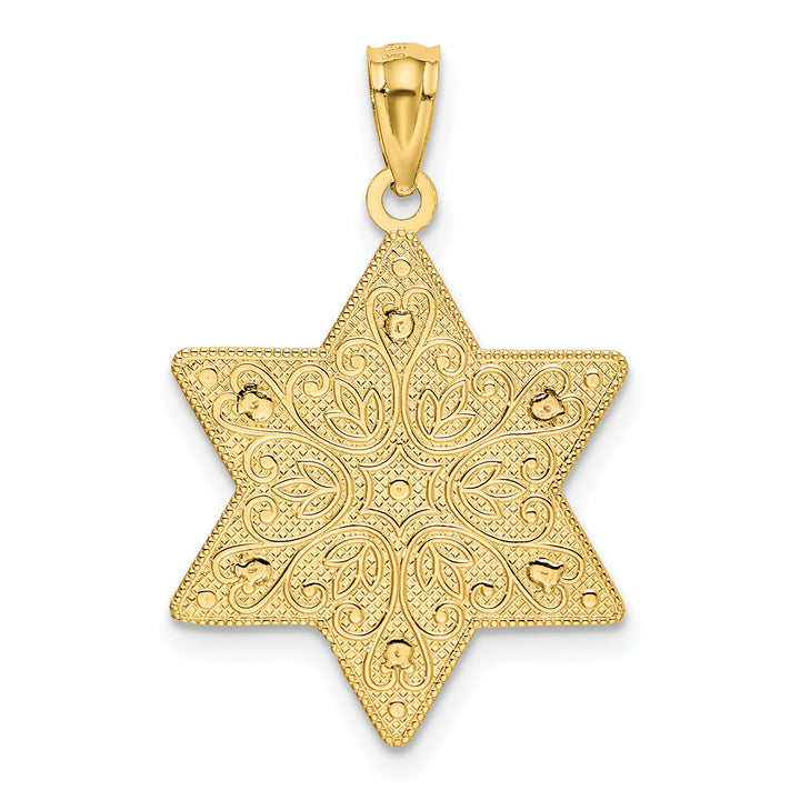 14K Two-Tone Polished Reversible Filigree Star Of David Pendant