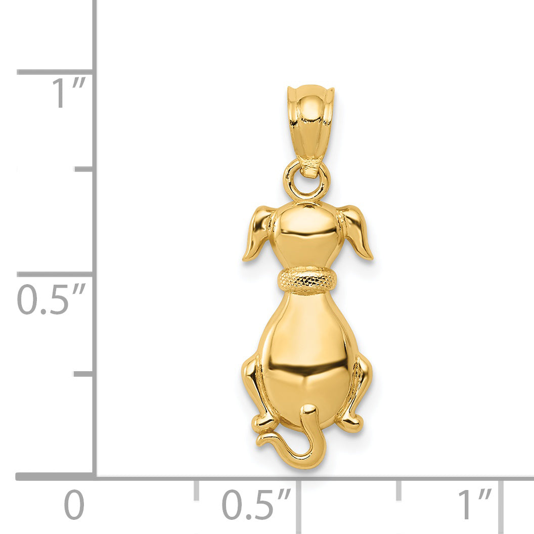 14k Polished Sitting Dog Pendant