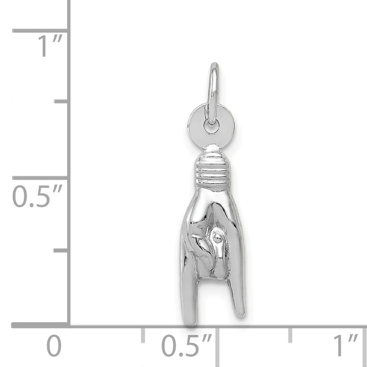 14K White Gold 3D Rock On Sign Charm