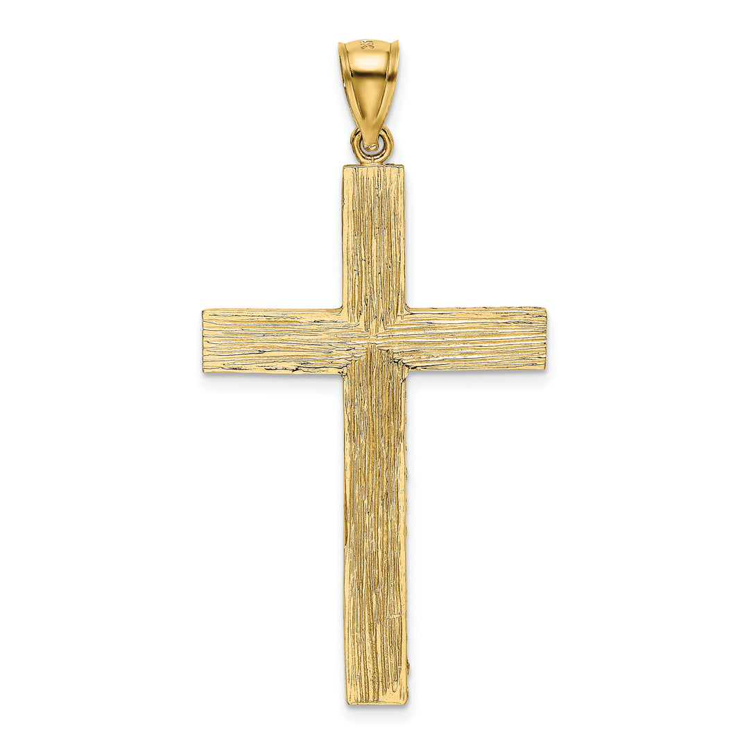 14k Polished and Textured Diamond-cut Latin Cross Pendant