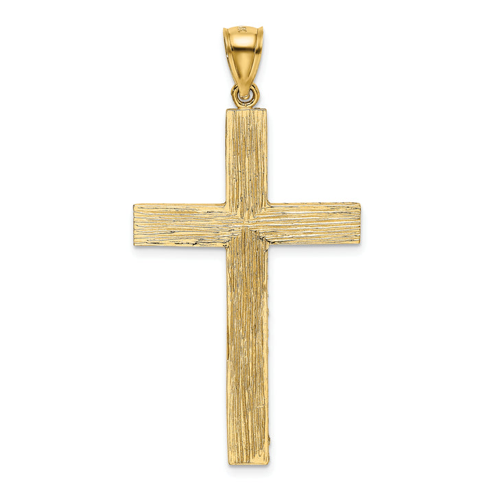 14k Polished and Textured Diamond-cut Latin Cross Pendant