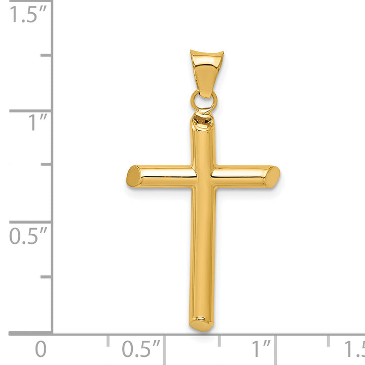 14k Polished Tube Cross Pendant