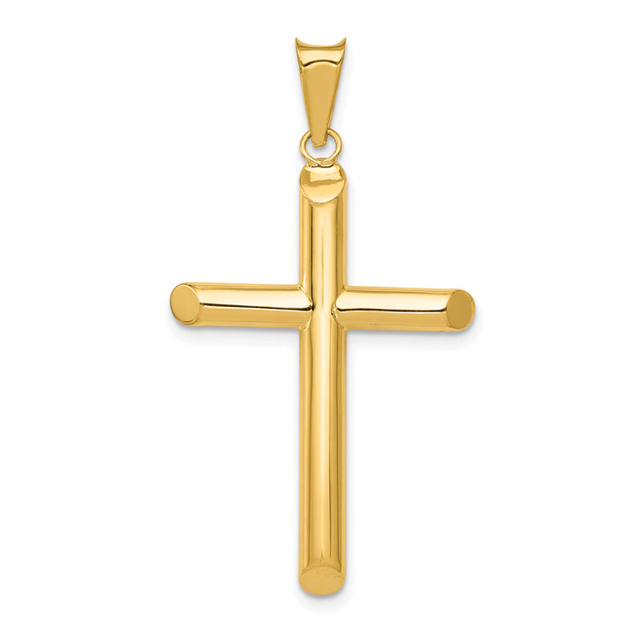 14k Polished Tube Cross Pendant
