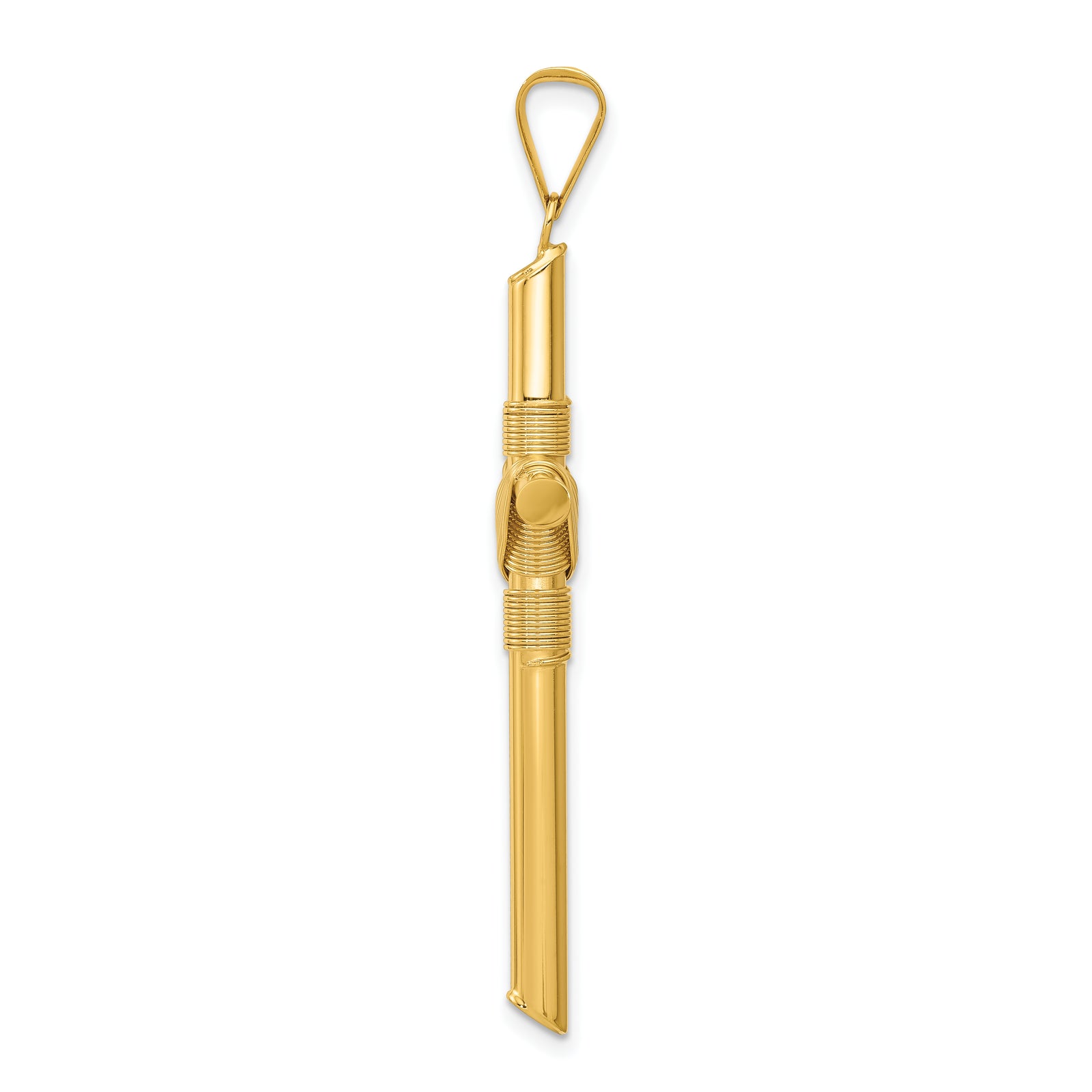 14K Polished w/Center Wrap Tube Cross Pendant