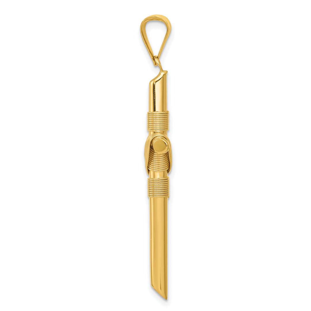 14K Polished w/Center Wrap Tube Cross Pendant