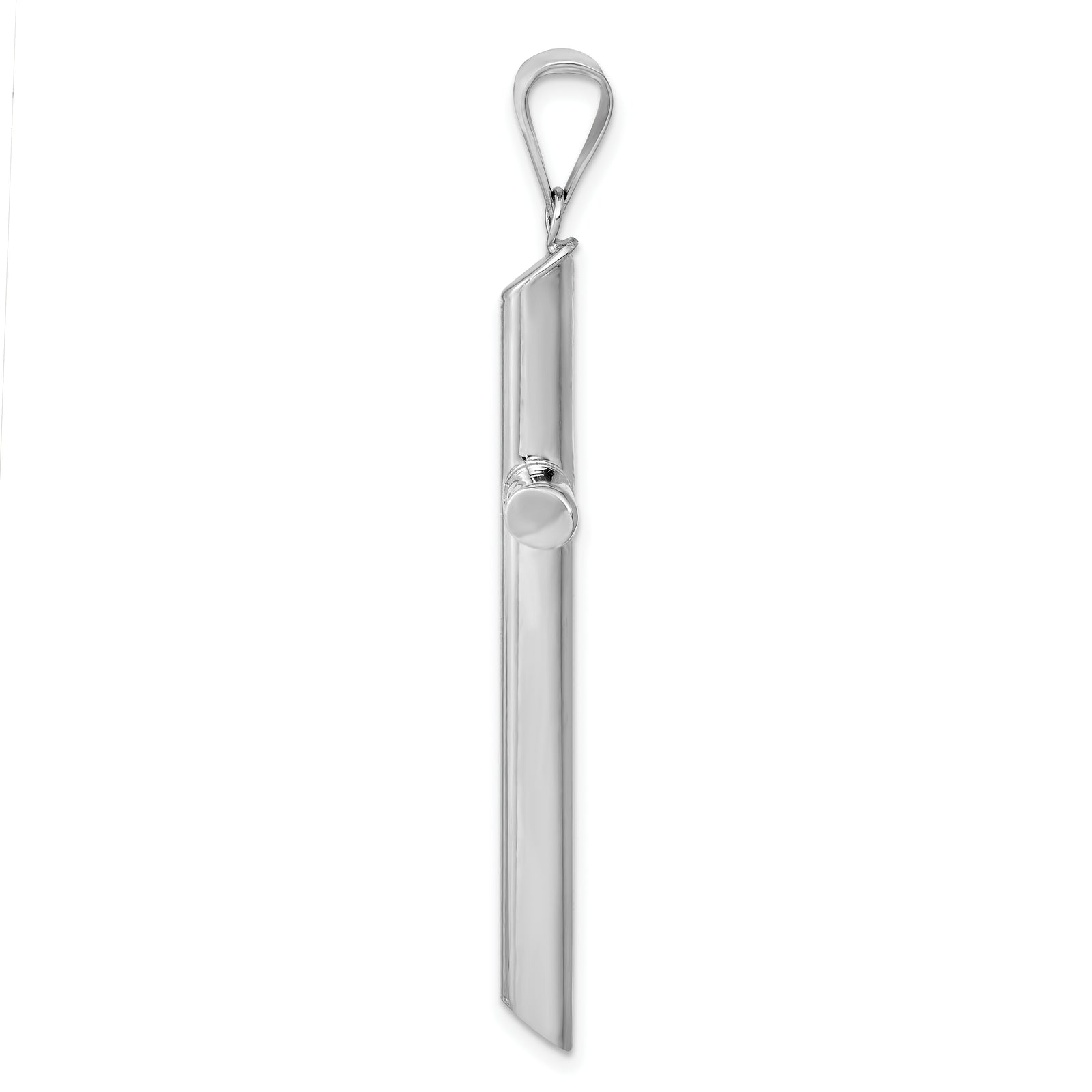 14k White Gold Polished Tube Cross Pendant