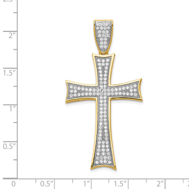 14k w/Rhodium Micro PavÃ© CZ Large Cross Pendant