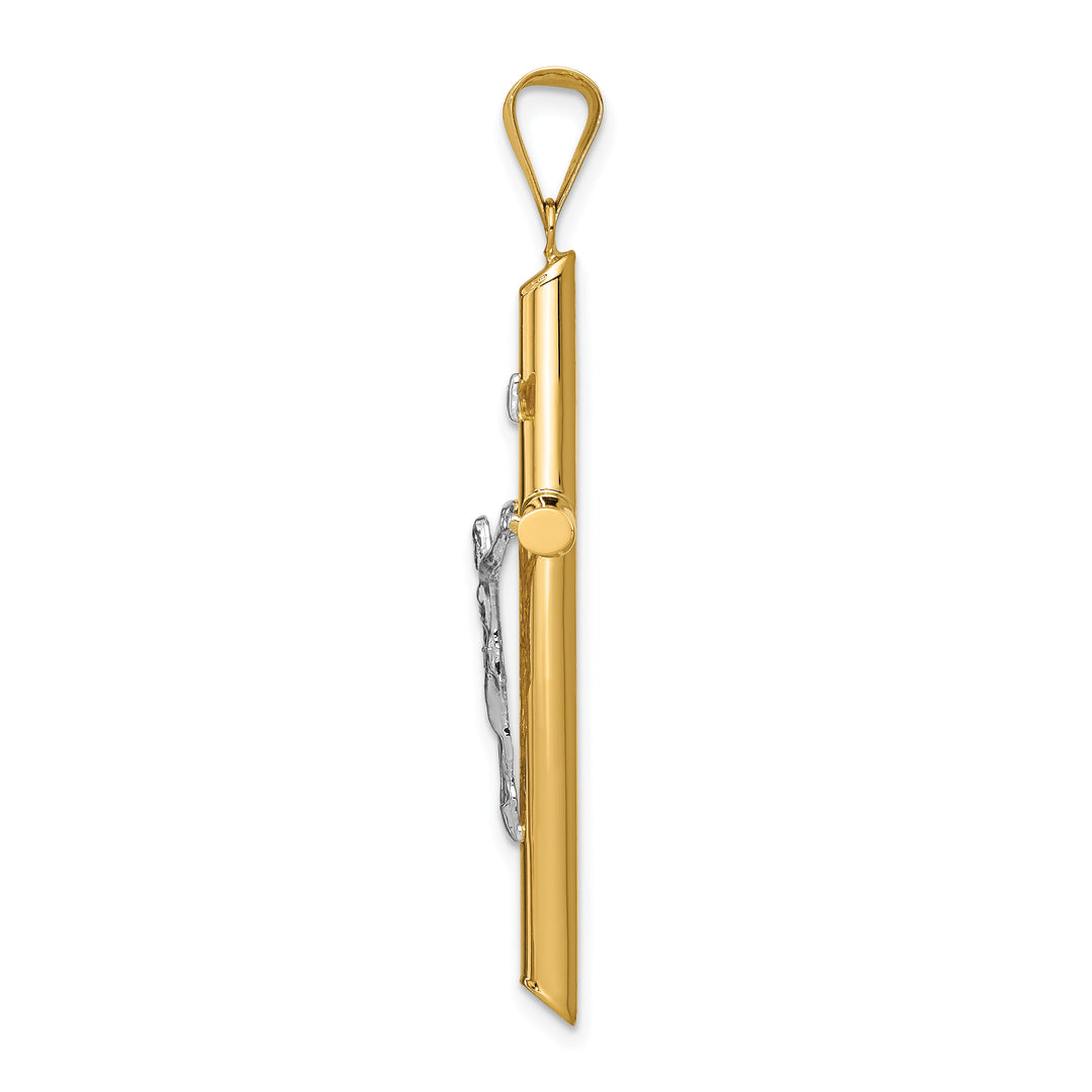 14k Two-Tone Polished Jesus Crucifix Pendant