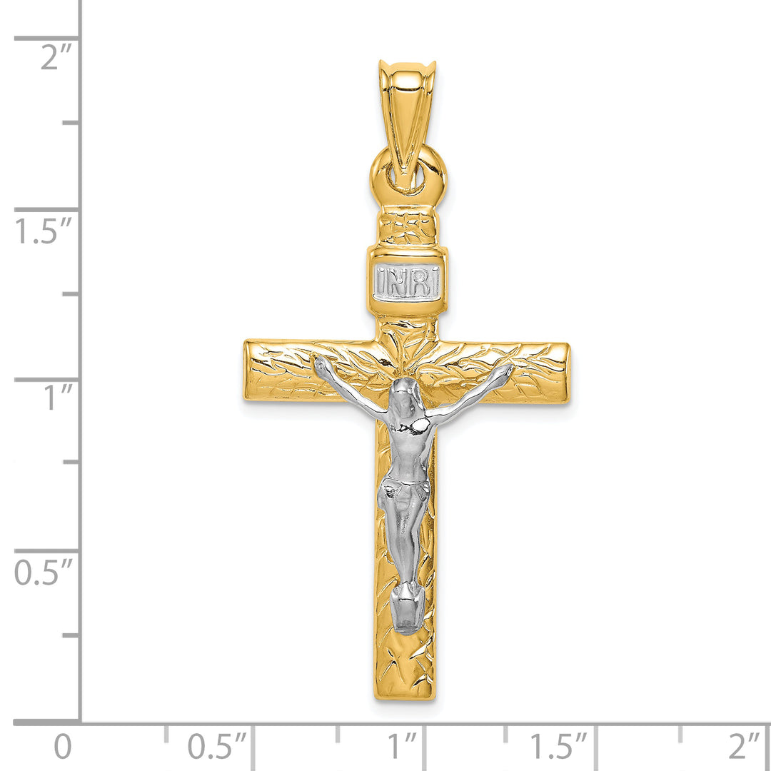 14K Two-Tone w/Rhodium Crucifix Pendant