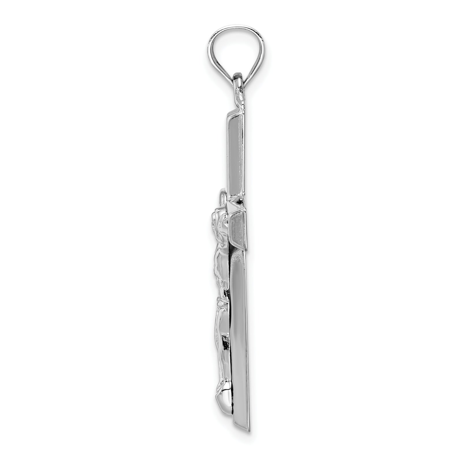 14k White Gold Polished Crucifix Pendant