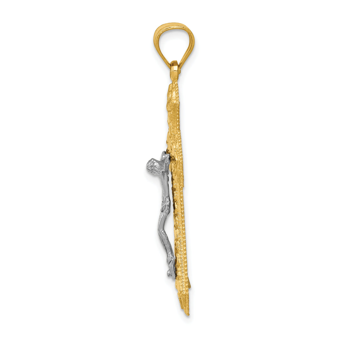 14k Two-tone Diamond-cut Passion Crucifix Pendant