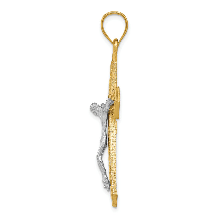 14k Two-tone Diamond-cut Passion Crucifix Pendant